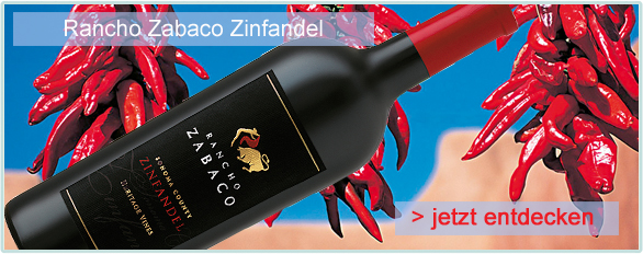 Der Rancho Zabaco Zinfandel bietet einzigartige, intensive Genusserlebnisse. Sein Name spiegelt das Herkunftsland mit seiner Geschichte wieder, er wurde nach einem urspr�nglich mexikanischen Landst�ck im Herzen des Sonoma
County benannt. Fast kann man in dem Wein noch den Entdeckergeist und das reiche kulturelle Erbe der spanischen und mexikanischen Pioniere sp�ren, die vor vielen Jahren dieses wilde Land besiedelten. Der Rancho Zabaco Zinfadel verk�rpert mit seiner augenf�lligen Gestaltung und seinem ausdrucksvollen Weinstil die St�rke und den Wagemut der fr�hen Siedler. K�hne Frucht und reiche Struktur kombiniert mit einer feurigen W�rze verbinden sich zu einem Zinfandel, der seinesgleichen sucht.
Heute werden die Weinberge in Sonoma County, einem der besten Weinanbaugebiete
Kaliforniens, auch als �Zin Zone� bezeichnet, da sie ideale Bedingungen f�r den Anbau von Kaliforniens besten Zinfandel-Trauben bieten.