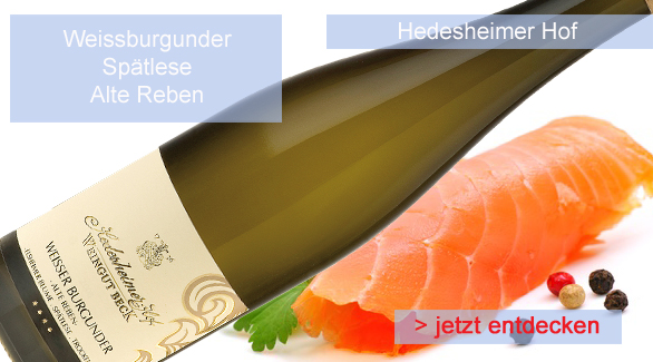 Der Hedesheimer Hof � Weingut Beck
in Rheinhessen ist l�ngst kein Geheimtip mehr. Im Gault Millau 2010 ist er mit zwei Trauben als Aufsteiger ausgewiesen. Durch nachhaltiges Wirtschaften in den Weinbergen seit �ber 300 Jahren wird auch zuk�nftigen Familiengenerationen der Weinbau erm�glicht.